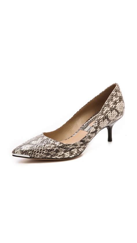 michael kors snakeskin green pumps|michael kors kitten heel pump.